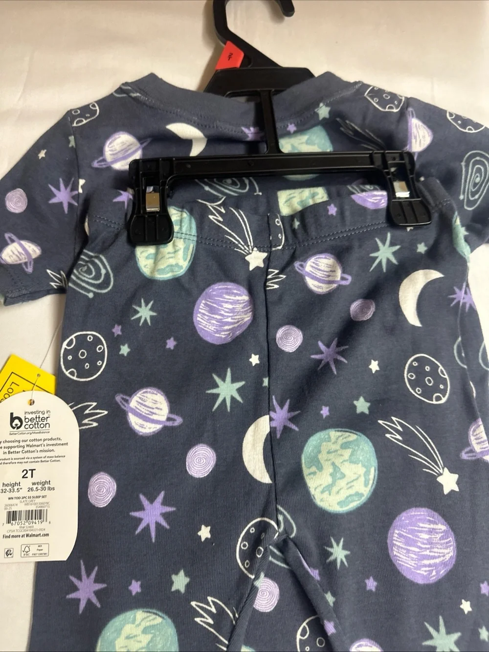 Kids Space-Print Navy Pajama Set - Short Sleeve & Pants